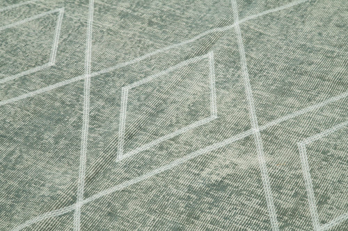 Geometric Carpet Grey Geometric Cotton Wool Handmade Area Rug 4'11'' x 8'4''