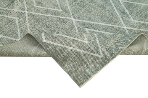 Geometric Carpet Grey Geometric Cotton Wool Handmade Area Rug 4'11'' x 8'4''