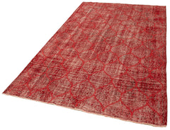 Geometric Carpet Red Geometric Cotton Wool Handmade Area Rug 5'1'' x 8'10''