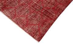 Geometric Carpet Red Geometric Cotton Wool Handmade Area Rug 5'1'' x 8'10''