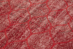 Geometric Carpet Red Geometric Cotton Wool Handmade Area Rug 5'1'' x 8'10''