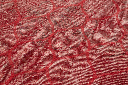 Geometric Carpet Red Geometric Cotton Wool Handmade Area Rug 5'1'' x 8'10''