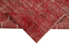 Geometric Carpet Red Geometric Cotton Wool Handmade Area Rug 5'1'' x 8'10''