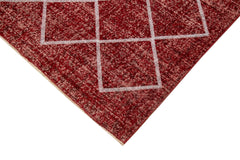 Geometric Carpet Red Geometric Cotton Wool Handmade Area Rug 6'8'' x 10'0''