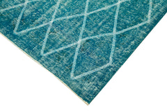 Geometric Carpet Turquoise Geometric Cotton Wool Handmade Area Rug 4'10'' x 8'2''