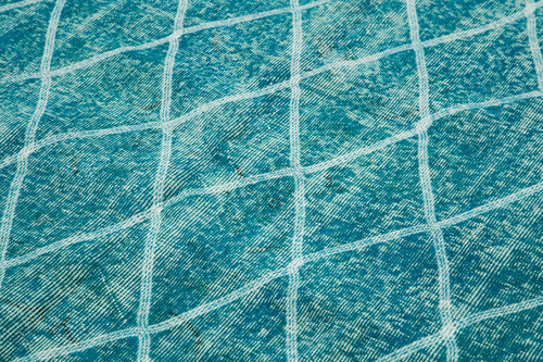 Geometric Carpet Turquoise Geometric Cotton Wool Handmade Area Rug 4'10'' x 8'2''