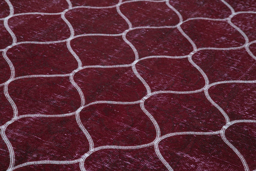 Geometric Carpet Purple Geometric Cotton Wool Handmade Area Rug 6'6'' x 10'8''