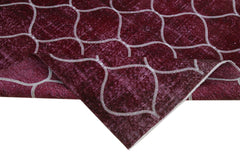 Geometric Carpet Purple Geometric Cotton Wool Handmade Area Rug 6'6'' x 10'8''