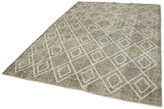 Geometric Carpet Grey Geometric Cotton Wool Handmade Area Rug 6'6'' x 9'5''