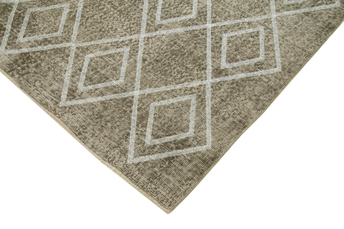 Geometric Carpet Grey Geometric Cotton Wool Handmade Area Rug 6'6'' x 9'5''