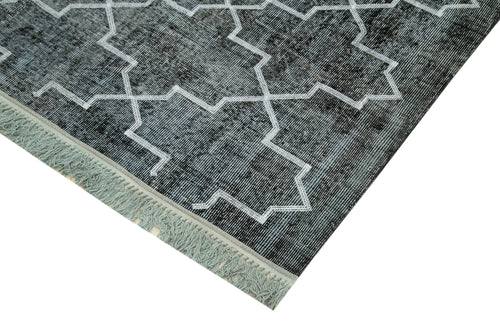 Geometric Carpet Black Geometric Cotton Wool Handmade Area Rug 7'4'' x 10'6''