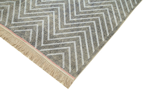 Geometric Carpet Grey Geometric Cotton Wool Handmade Area Rug 6'8'' x 10'2''