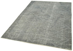 Geometric Carpet Grey Geometric Cotton Wool Handmade Area Rug 5'0'' x 6'10''
