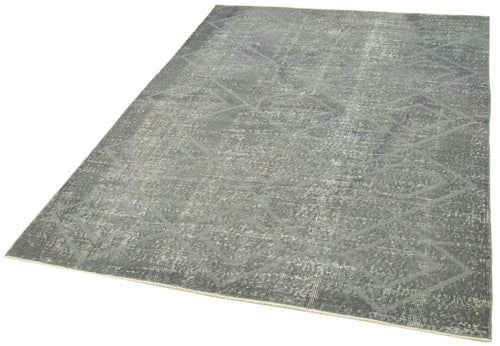 Geometric Carpet Grey Geometric Cotton Wool Handmade Area Rug 5'0'' x 6'10''