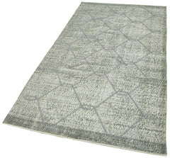 Carpet Grey Geometric Cotton Wool Handmade Area Rug 3'7'' x 7'1''
