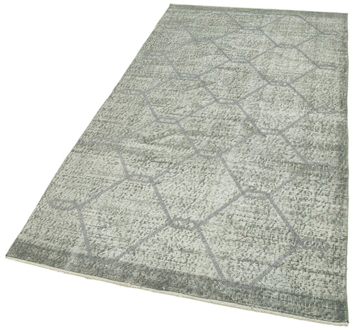 Carpet Grey Geometric Cotton Wool Handmade Area Rug 3'7'' x 7'1''