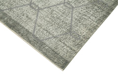 Carpet Grey Geometric Cotton Wool Handmade Area Rug 3'7'' x 7'1''
