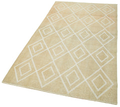 Carpet Beige Geometric Cotton Wool Handmade Area Rug 3'9'' x 6'9''
