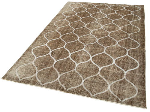 Geometric Carpet Brown Geometric Cotton Wool Handmade Area Rug 5'1'' x 7'10''