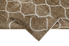 Geometric Carpet Brown Geometric Cotton Wool Handmade Area Rug 5'1'' x 7'10''