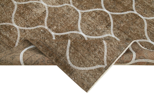 Geometric Carpet Brown Geometric Cotton Wool Handmade Area Rug 5'1'' x 7'10''