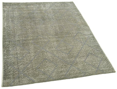 Handmade Area Rug – Grey Geometric Wool & Cotton Carpet 3'10''x5'1'' Durable Soft