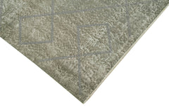 Handmade Area Rug – Grey Geometric Wool & Cotton Carpet 3'10''x5'1'' Durable Soft
