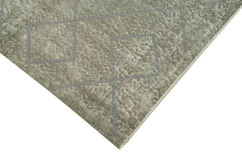 Handmade Area Rug – Grey Geometric Wool & Cotton Carpet 3'10''x5'1'' Durable Soft