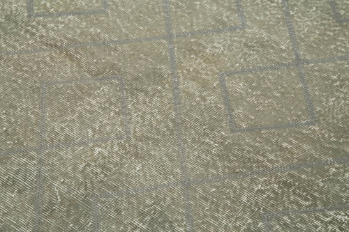 Handmade Area Rug – Grey Geometric Wool & Cotton Carpet 3'10''x5'1'' Durable Soft