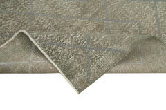 Handmade Area Rug – Grey Geometric Wool & Cotton Carpet 3'10''x5'1'' Durable Soft