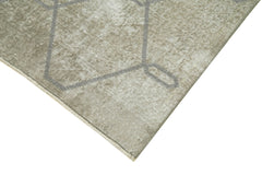Handmade Area Rug - Grey Geometric Cotton Wool Carpet 3'9''x6'10'' Durable Soft