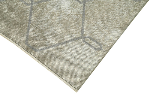 Handmade Area Rug - Grey Geometric Cotton Wool Carpet 3'9''x6'10'' Durable Soft