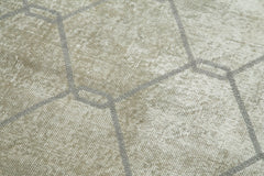 Handmade Area Rug - Grey Geometric Cotton Wool Carpet 3'9''x6'10'' Durable Soft