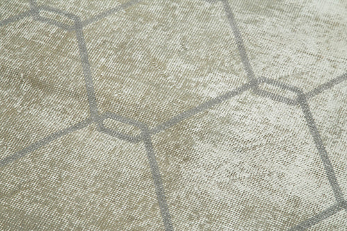 Handmade Area Rug - Grey Geometric Cotton Wool Carpet 3'9''x6'10'' Durable Soft