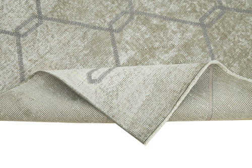 Handmade Area Rug - Grey Geometric Cotton Wool Carpet 3'9''x6'10'' Durable Soft