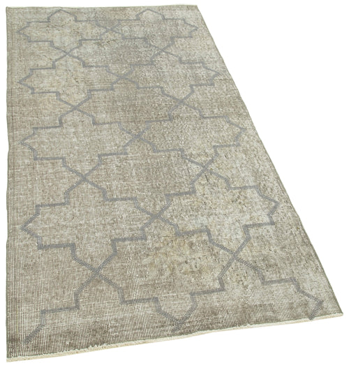 Geometric Carpet Grey Geometric Cotton Wool Handmade Area Rug 3'1'' x 6'2''