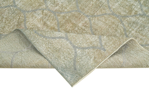 Geometric Carpet Blue Geometric Cotton Wool Handmade Area Rug 5'1'' x 7'9''