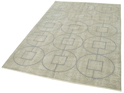 Geometric Carpet Grey Geometric Cotton Wool Handmade Area Rug 4'8'' x 7'1''