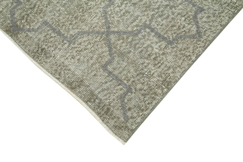 Handmade Area Rug - Grey Geometric Wool & Cotton Carpet 3'8''x6'1'' Vintage Style