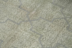 Handmade Area Rug - Grey Geometric Wool & Cotton Carpet 3'8''x6'1'' Vintage Style