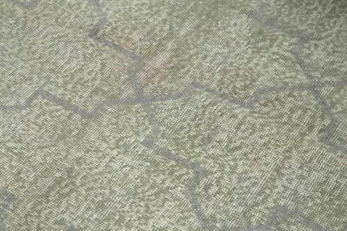 Handmade Area Rug - Grey Geometric Wool & Cotton Carpet 3'8''x6'1'' Vintage Style