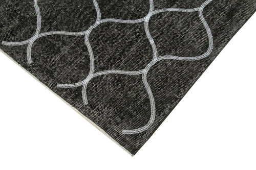 Geometric Carpet Black Geometric Cotton Wool Handmade Area Rug 5'4'' x 8'10''