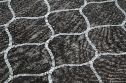 Geometric Carpet Black Geometric Cotton Wool Handmade Area Rug 5'4'' x 8'10''