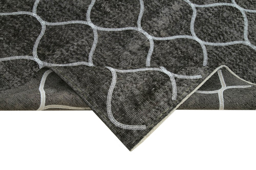 Geometric Carpet Black Geometric Cotton Wool Handmade Area Rug 5'4'' x 8'10''