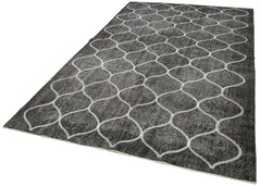 Geometric Carpet Black Geometric Cotton Wool Handmade Area Rug 6'0'' x 9'3''