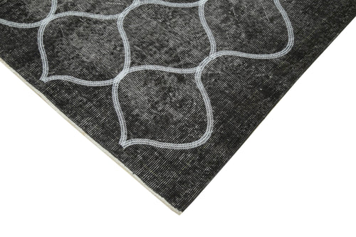 Geometric Carpet Black Geometric Cotton Wool Handmade Area Rug 6'0'' x 9'3''