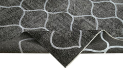 Geometric Carpet Black Geometric Cotton Wool Handmade Area Rug 6'0'' x 9'3''