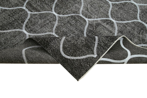 Geometric Carpet Black Geometric Cotton Wool Handmade Area Rug 6'0'' x 9'3''
