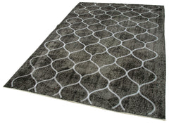 Geometric Carpet Black Geometric Cotton Wool Handmade Area Rug 5'9'' x 8'8''