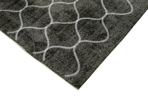 Geometric Carpet Black Geometric Cotton Wool Handmade Area Rug 5'9'' x 8'8''
